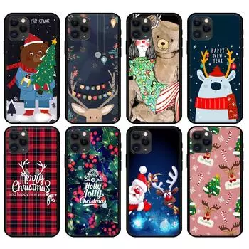 Черный чехол из ТПУ для iPhone 5 5S SE 2020 6 6S 7 8 plus x 10 XR XS 11 12 mini pro MAX назад С Рождеством Снеговик Новый Год iphone 5 5S SE