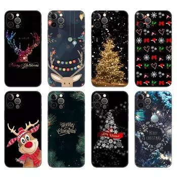 Черный чехол из ТПУ для iPhone 5 5s se 2020 6 6s 7 8 plus x 10 XR XS 11 12 13 mini pro MAX задняя крышка рождественский подарок Санта iphone X