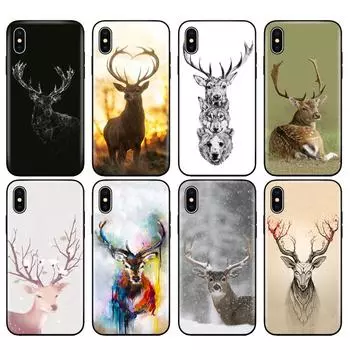 Черный чехол из ТПУ для iPhone 5 5S SE 2020 6 6s 7 8 plus x 10, чехол для iPhone XR XS 11 pro MAX, минималистичный чехол с изображением животного оленя iPhone SE 2020