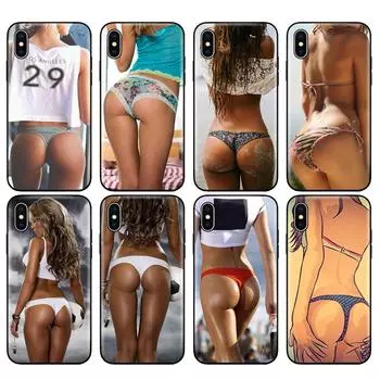 Черный чехол из ТПУ для iPhone 5 5s SE 2020 6 6s 7 8 plus x 10 чехол для iPhone XR XS 11 pro MAX Сексуальная задница Бикини Женщина девушка iphone 6S PLUS