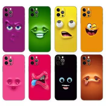 Черный чехол из ТПУ для iPhone 5 5S SE 2020 6 6S 7 8 plus x 10 XR XS 11 12 13 mini pro MAX задняя крышка с забавным лицом iphone 6 6S