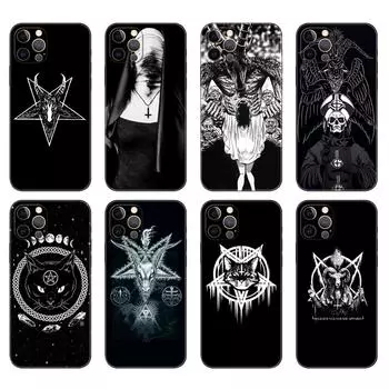 Черный чехол из ТПУ для iPhone 5 5s se 2020 6 6s 7 8 plus x 10 XR XS 11 12 13 mini pro MAX задняя крышка Pentagram 666 Demonic Satanic 6 PLUS 6SPLUS