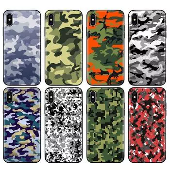 Черный чехол из ТПУ для iPhone 5 5S SE 2020 6 6s 7 8 plus x 10, чехол для iPhone XR XS 11 pro MAX с камуфляжным рисунком, армейский камуфляж iphone 6S PLUS
