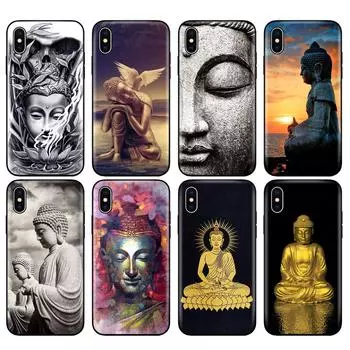 Черный чехол из ТПУ для iPhone 5 5s SE 2020 6 6s 7 8 plus x 10 чехол силиконовый чехол для iPhone XR XS 11 pro MAX чехол Будда будда iphone 8 PLUS