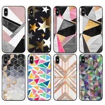 Черный чехол из ТПУ для iPhone 5 5S SE 2020 6 6s 7 8 plus x 10, чехол для iPhone XR XS 11 pro MAX Marble Line Geometric Graphic iphone XS MAX