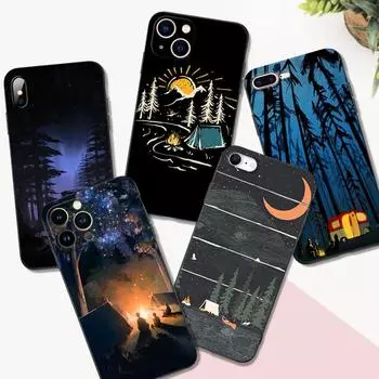 Черный чехол из ТПУ для iPhone 5 5s se 2020 6 6s 7 8 plus x 10 XR XS 11 12 13 mini pro MAX задняя крышка ночное звездное небо iphone 13