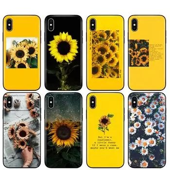Черный чехол из ТПУ для iPhone 5 5s SE 2020 6 6s 7 8 plus x 10 XR XS 11 pro MAX чехол-крышка Красивый желтый подсолнух уникальный дизайн iphone 11 pro