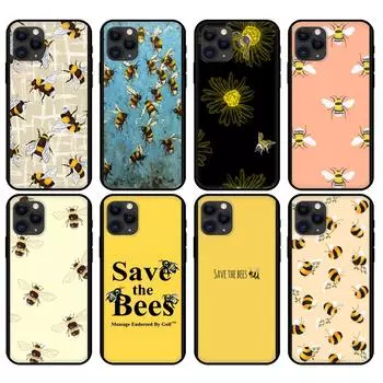 Черный чехол из ТПУ для iPhone 5 5s se 2020 6 6s 7 8 plus x 10 XR XS 11 12 mini pro MAX задняя крышка с принтом пчелы милый мультяшный цветочный iphone 5 5S SE