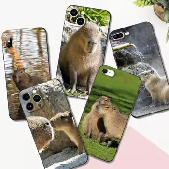 Черный чехол из ТПУ для iPhone 5 5s se 2020 6 6s 7 8 plus x 10 XR XS 11 12 13 mini pro MAX задняя крышка Capybara iphone 12 pro