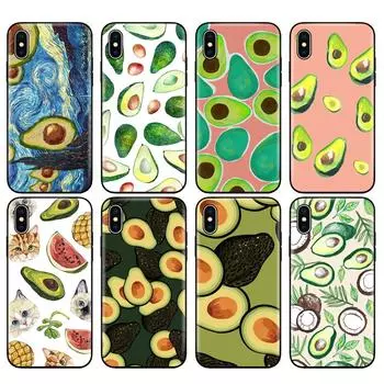 Черный чехол из ТПУ для iPhone 5 5s SE 2020 6 6s 7 8 plus x 10 чехол для iPhone XR XS 11 pro MAX с рисунком авокадо iphone XS