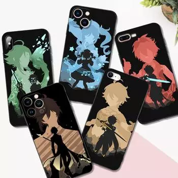 Черный чехол из ТПУ для iPhone 5 5S SE 2020 6 6S 7 8 plus x 10 XR XS 11 12 13 mini pro MAX задняя крышка Genshin Impact Anime iphone XR