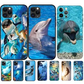 Черный чехол из ТПУ для iPhone 5 5s se 2020 6 6s 7 8 plus x 10 XR XS 11 12 13 mini pro MAX задняя крышка океан дельфин танец прыгает iphone 5 5S SE 2016