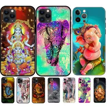 Черный чехол из ТПУ для iPhone 5 5S SE 2020 6 6S 7 8 plus x 10 XR XS 11 12 13 mini pro MAX задняя крышка Ганеша Индуистский Бог слон iphone 5 5S SE 2016