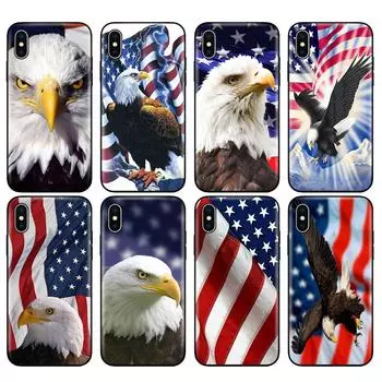 Черный чехол из ТПУ для iPhone 5 5s SE 2020 6 6s 7 8 plus x 10 чехол для iPhone XR XS 11 pro MAX чехол Eagles Flag of United States iphone XR
