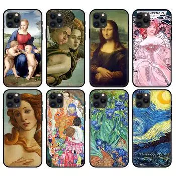 Черный чехол из ТПУ для iPhone 6s 7 8 plus x 10, чехол для iPhone XR XS 11 pro MAX, чехол Винсент Ван Гог Мона Лиза Густав Климт Artsy iphone 5 5S SE