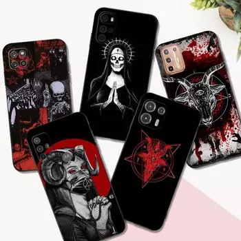 Черный чехол из ТПУ для Motorola Edge 20 Lite Pro 2021 S Moto E20 E30 E40 E7 4G G 5G Plus сатанинский череп Moto E7 Plus