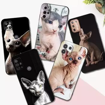 Черный чехол из ТПУ для Motorola Edge 20 Lite Pro 2021 S Moto E20 E30 E40 E7 4G G 5G Plus Sphynx Cat Edge 2021