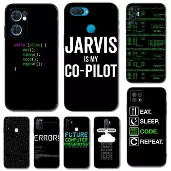 Черный чехол из ТПУ для OPPO A11S A15 A15S A16 A16S A16K A16E K3 K10 K9S ACE2 5G Кодирование Коды программирования Код OPPO K9S 5G