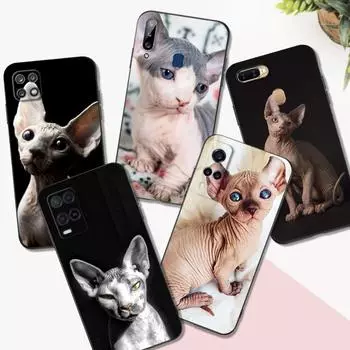 Черный чехол из ТПУ для OPPO A16 A16S A55 A94 F17 F19 Pro Reno 4 5 Lite 6 4G 5G Sphynx Cat OPPO A16S