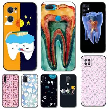 Черный чехол из ТПУ для OPPO A16 A16S A55 A94 F17 F19 Pro Reno 4 5 Lite 6 4G 5G с рисунком зубов стоматолога OPPO A16