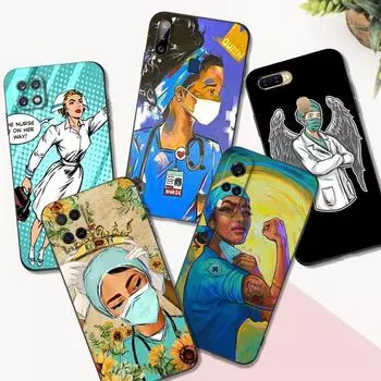 Черный чехол из ТПУ для OPPO A1K A5 A5S A5XS A3S AX5 A11 A11X A12E A12 A7 A9 A9X 2018 2020, рисунок для медсестер OPPO A5