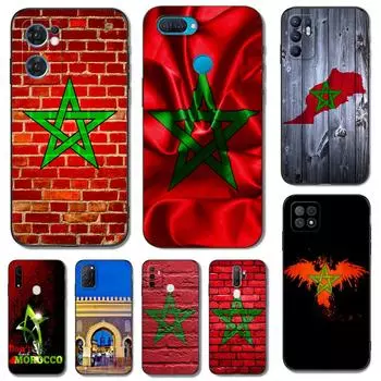 Черный чехол из ТПУ для OPPO A32 A33 A53 A53S A54 A55 A73 A74 A76 A77 A91 A94 A95 A93S A92S 4G 5G марокканский флаг Марокко OPPO A94 5G