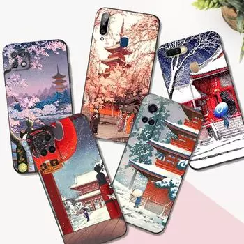 Черный чехол из ТПУ для OPPO A32 A33 A53 A53S A54 A55 A73 A74 A76 A77 A91 A94 A95 A93S A92S 4G 5G ретро Токио, японский арт OPPO A91