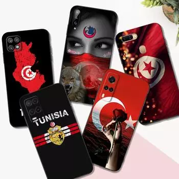 Черный чехол из ТПУ для OPPO A32 A33 A53 A53S A54 A55 A73 A74 A76 A77 A91 A94 A95 A93S A92S 4G 5G Флаг Туниса OPPO A32 2020 4G