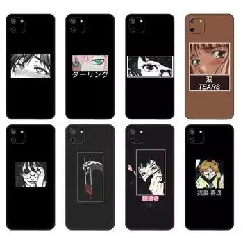 Черный чехол из ТПУ для OPPO Realme C11 2020 2021 C20 C21 C21Y C25Y задняя крышка японская аниме эстетика Realme C11 2021