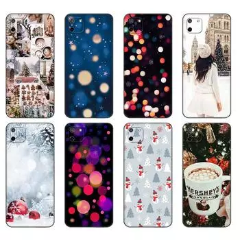 Черный чехол из ТПУ для OPPO Realme C11 2020 2021 C20 C21 C21Y C25Y задняя крышка зима новый год рождество Realme C11 2021