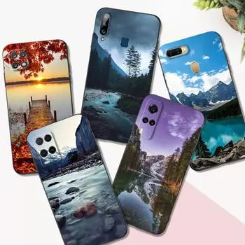 Черный чехол из ТПУ для OPPO Reno 7 7Z 8 Lite 4G 5G PRO F11 F17 F15 F19 F19S F21 горный природный пейзаж OPPO F19 4G