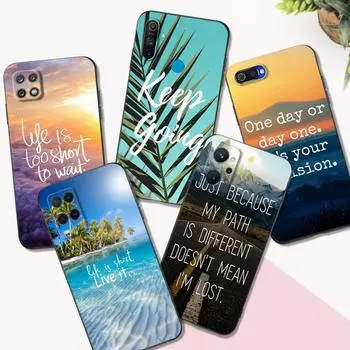 Черный чехол из ТПУ для Realme C2 C3 C12 C15 C35 C30 C31 C20 C21 C21Y C25 C25Y C25S C11 2021 2020 цитаты из жизненной фразы Realme C35