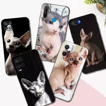 Черный чехол из ТПУ для Realme Q5 X XT X2 X3 Superzoom X50 V13 Q3i X7 PRO Ultra GT master edition Sphynx Cat Realme V13 5G