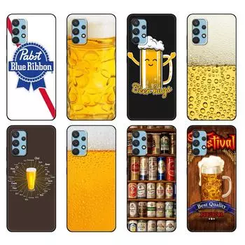 Черный чехол из ТПУ для Samsung Galaxy A12 A22 A32 A42 A52 A72 4g 5g S21 PLUS Ultra задняя крышка стакан пива крутая летняя кожа Samsung S21