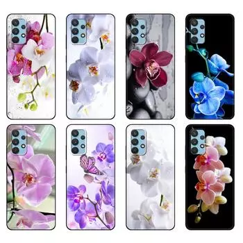 Черный чехол из ТПУ для Samsung Galaxy A12 A22 A32 A42 A52 A72 4g 5g S21 PLUS Ultra задняя крышка цветы орхидеи красочные Samsung S21