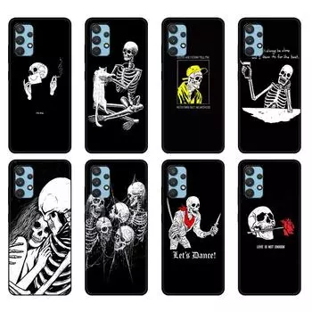 Черный чехол из ТПУ для Samsung Galaxy A12 A22 A32 A42 A52 A72 4g 5g S21 PLUS Ultra задняя крышка розовый скелет рука череп Samsung S21