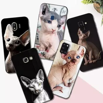 Черный чехол из ТПУ для Samsung Galaxy A6 A8 A9 2018 плюс кот сфинкс Samsung A6 2018