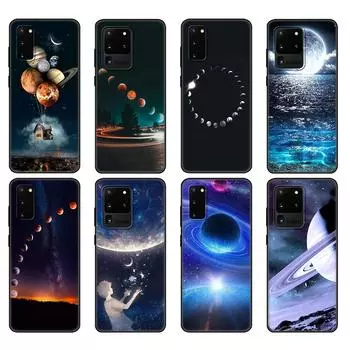 Черный чехол из ТПУ для Samsung Galaxy S20 S20 PLUS/S20 ultra/S20+/S20FE задняя крышка Sky Space Planet Moon stars Роскошный уникальный дизайн Samsung S20
