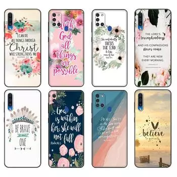 Черный чехол из ТПУ для Samsung Galaxy A50 50S A30S A10 A01 A11 A21S A31 A41 A51 A71 M21 M30S S10 LITE, чехол калибра, библейские цитаты Samsung A01