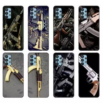 Черный чехол из ТПУ для Samsung Galaxy A12 A22 A32 A42 A52 A72 4g 5g S21 PLUS Ultra задняя крышка AK47 пистолет пистолет Samsung S21