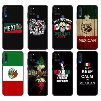 Черный чехол из ТПУ для Samsung Galaxy A50 50S A30S A10 A01 A11 A21S A31 A41 A51 A71 M21 M30S S10 LITE Чехол с эмблемой флага Мексики Samsung A01