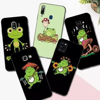 Черный чехол из ТПУ для Samsung Galaxy A3 A5 A7 2016 2017 2018 чехол Kawaii Frog Mushroom Samsung A3 2016