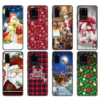 Черный чехол из ТПУ для Samsung Galaxy S20 /S20 PLUS/S20 ultra/S20+ /S20FE задняя крышка новогодний рождественский дизайн Samsung S20