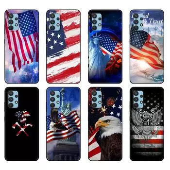 Черный чехол из ТПУ для Samsung Galaxy A12 A22 A32 A42 A52 A72 4g 5g S21 PLUS ультра задняя крышка Америка США Флаг Samsung S21