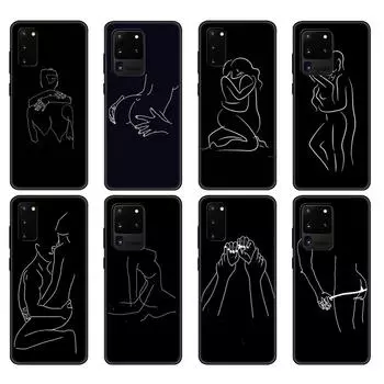 Черный чехол из ТПУ для Samsung Galaxy S20/S20 PLUS/S20 ultra/S20+/S20FE задняя крышка Минималистичная линия сексуальная пара Samsung S20