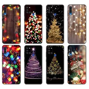 Черный чехол из ТПУ для Samsung Galaxy A50 50S A30S A10 A01 A11 A21S A31 A41 A51 A71 M21 M30S S10 LITE Marry Christmas Tree New Year Samsung A01