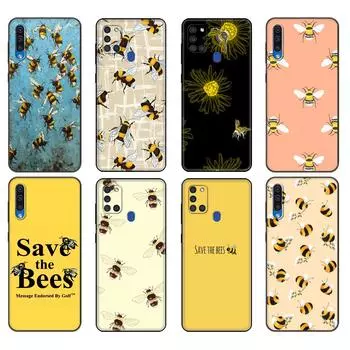 Черный чехол из ТПУ для Samsung Galaxy A50 50S A30S A10 A11 A21S A31 A41 A51 A71 M21 M30S S10LITE с принтом пчелы и милым мультяшным цветочным принтом Samsung A01