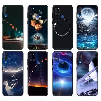 Черный чехол из ТПУ для Samsung Galaxy A50 50S A30S A10 A01 A11 A21S A31 A41 A51 A71 M21 M30S S10 LITE Небо Космос планета Луна звезды Samsung A01