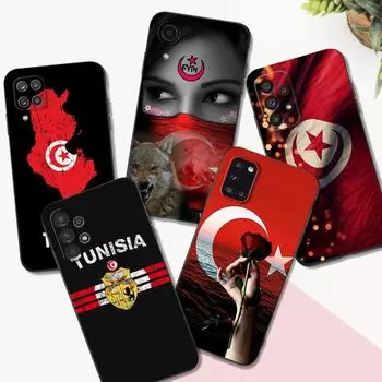 Черный чехол из ТПУ для Samsung Galaxy M53 M13 M62 A12 A22 A22S A32 A42 A52 A52S A72 4g 5g A20S флаг Туниса Samsung M53
