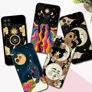 Черный чехол из ТПУ для Samsung Galaxy S22 S20 S21 FE PLUS ultra + S10 E lite, задняя крышка The Whimsy of the Moon Samsung S21